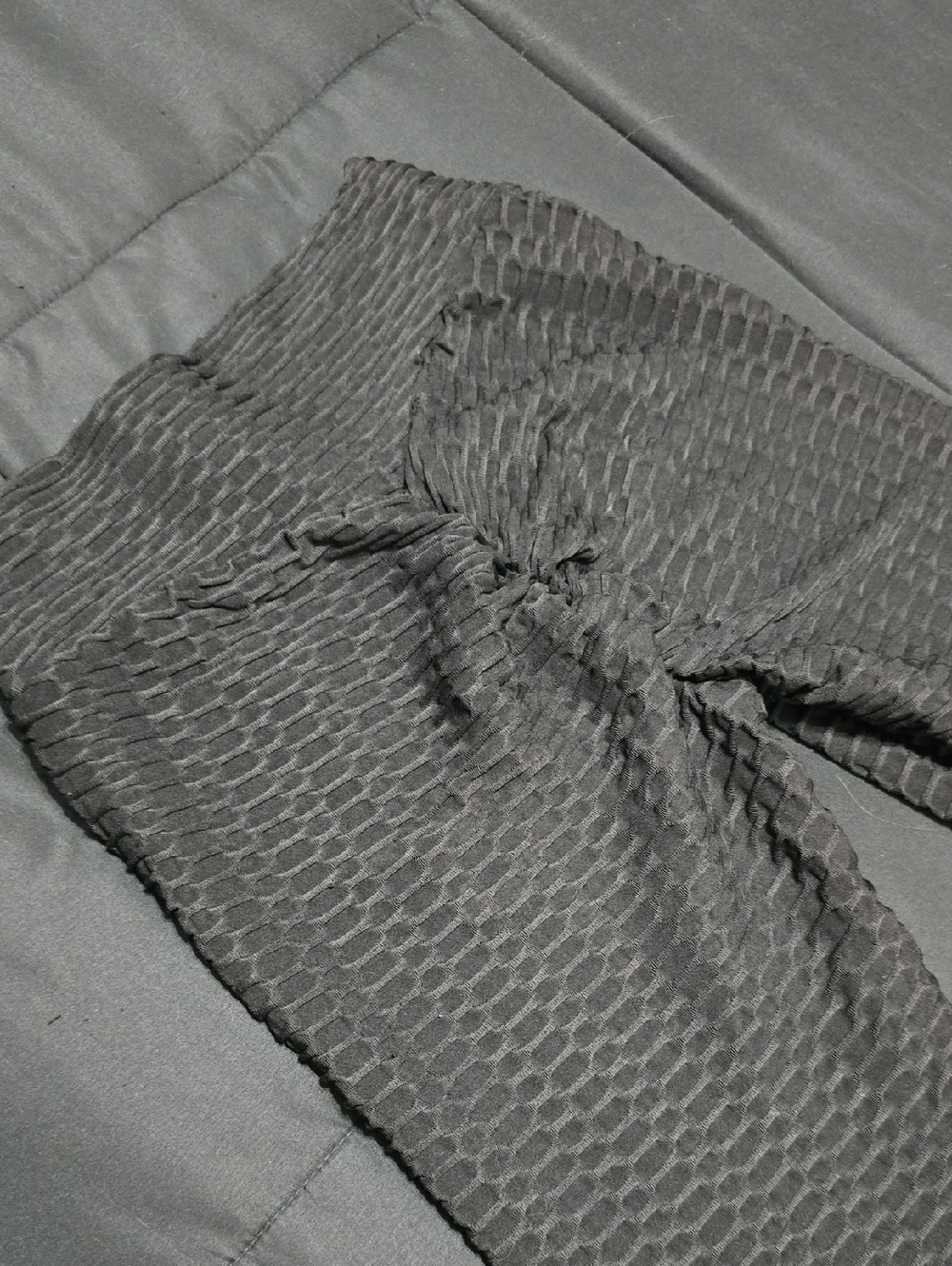 Black Textured Scrunch Butt Leggings - SMALL